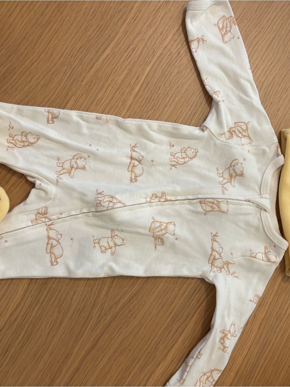 cloud island Cream and Yellow Baby Romper with Subtle Print